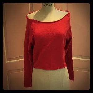 💕Cranberry Cropped off the shoulder Sweatshirt